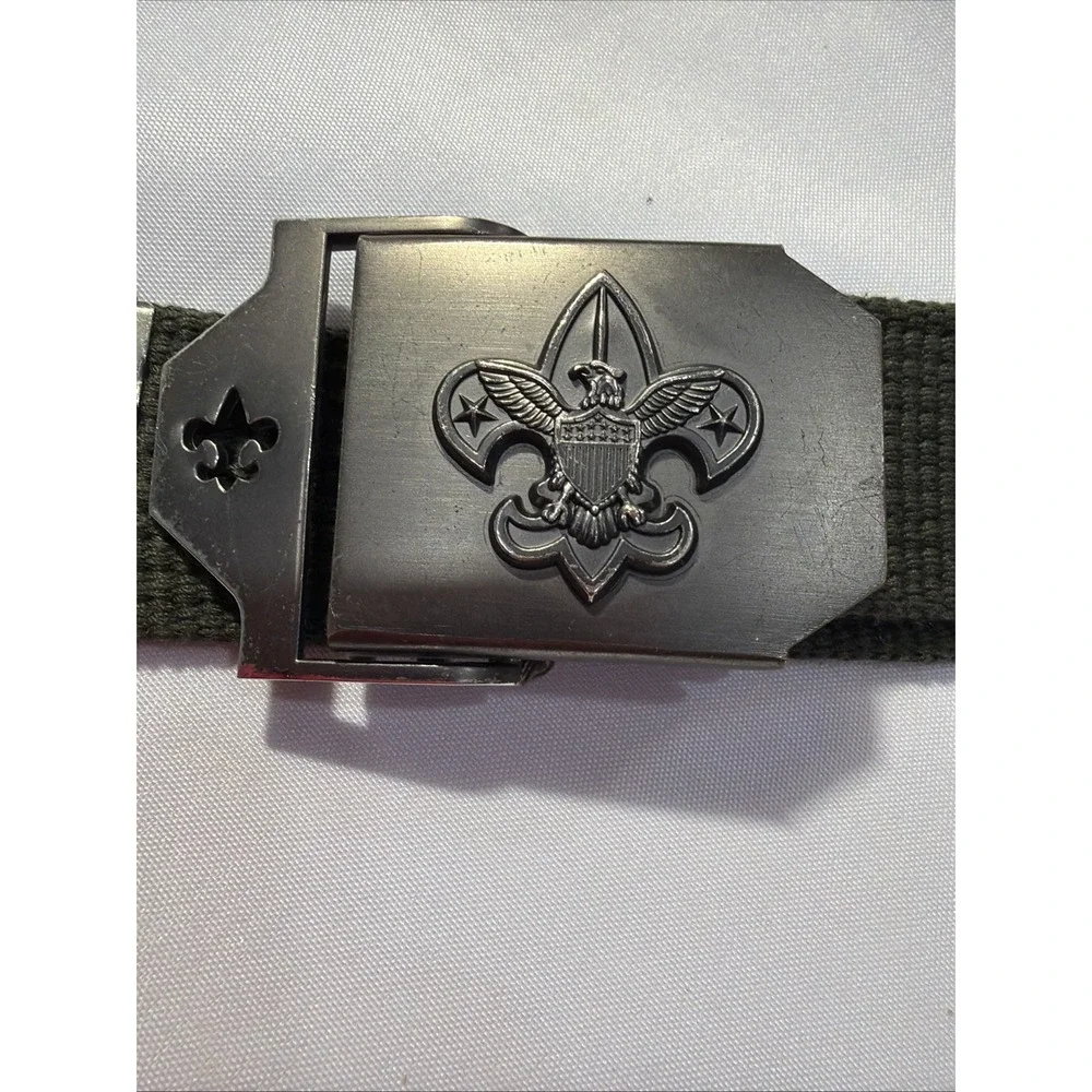 Boy‎ Scouts America Adjustable Web Belt BSA Logo Buckle Green 523